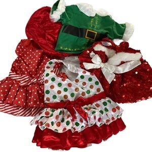 Build a Bear Workshop‎ 3 Christmas Dresses - Elf Shirt - Ornament outfit Lot